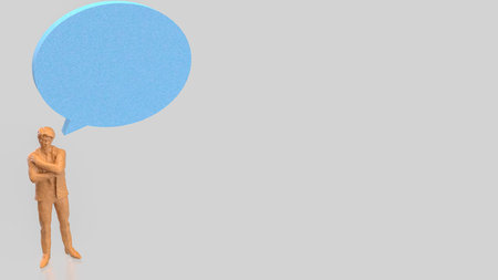 Wood man and Blue balloon text for Business concept 3d Rendering.の写真素材