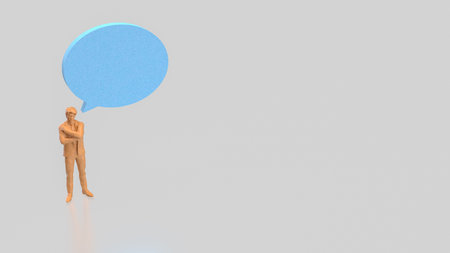 Wood man and Blue balloon text for Business concept 3d Rendering.の写真素材