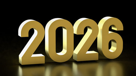 2026 for New year or Business Plan concept 3d Rendering.