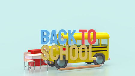 School bus for education or Back to school concept 3d Rendering.
