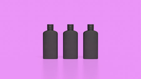 Black shampoo bottle for Beauty product concept 3d Rendering.の写真素材