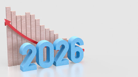 2026 for New year or Business Plan concept 3d Rendering.