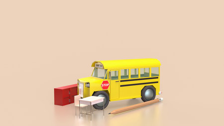 School bus for education or Back to school concept 3d Rendering.