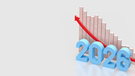 2026 for New year or Business Plan concept 3d Rendering.