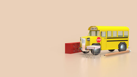 School bus for education or Back to school concept 3d Rendering.