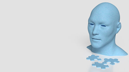 Human Bust and Jigsaw for Abstract concept 3d Rendering.の写真素材