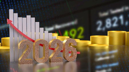 2026 for New year or Business Plan concept 3d Rendering.の写真素材