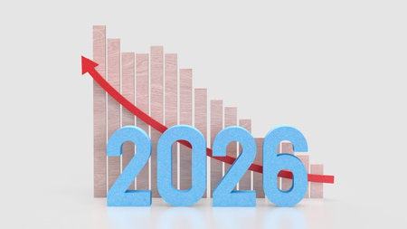 2026 for New year or Business Plan concept 3d Rendering.