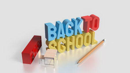 Back to school text for education concept 3d Rendering.