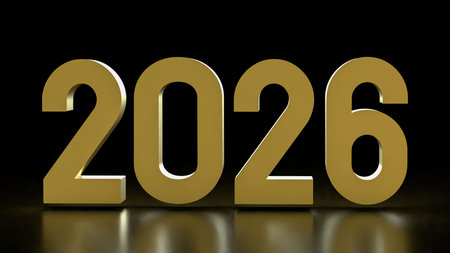 2026 for New year or Business Plan concept 3d Rendering.