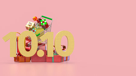 10.10 and Gift box  for Promotion Advertising concept 3d Rendering.の写真素材