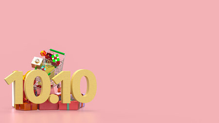 10.10 and Gift box  for Promotion Advertising concept 3d Rendering.
