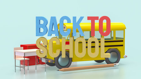 School bus for education or Back to school concept 3d Rendering.