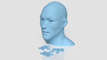 Human Bust and Jigsaw for Abstract concept 3d Rendering.の写真素材