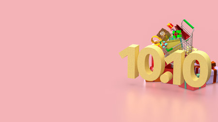 10.10 and Gift box  for Promotion Advertising concept 3d Rendering.の写真素材