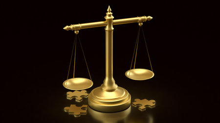 Gold Libra and jigsaw for law concept 3d Rendering.の写真素材