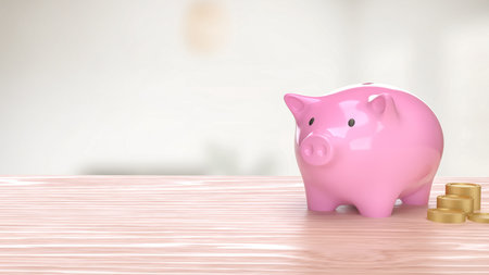 Piggy Bank and coins  for saving or earn concept 3d Rendering.の写真素材