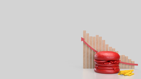Red hamburger on white background for food or health concept.