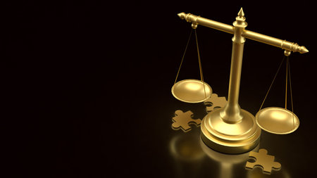 Gold Libra and jigsaw for law concept 3d Rendering.の写真素材
