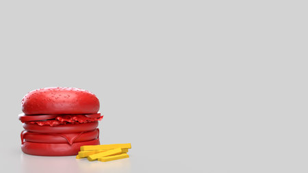 Red hamburger on white background for food or health concept.の写真素材