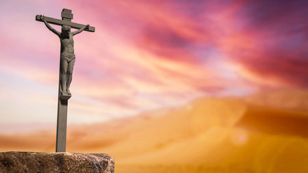 JJesus cross for religion or Holiday concept 3d Rendering.の写真素材