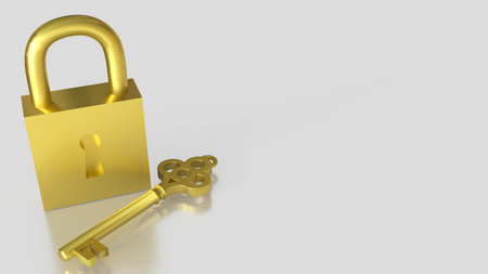 Golden Key for security concept 3d Rendering.の写真素材