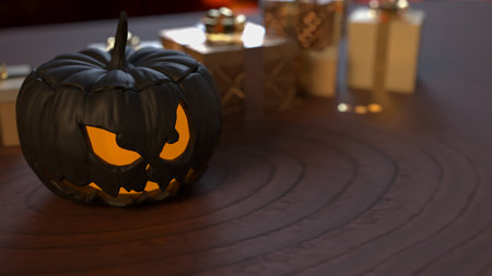 Black Pumpkin for Halloween orHoliday concept 3d Rendering.の写真素材
