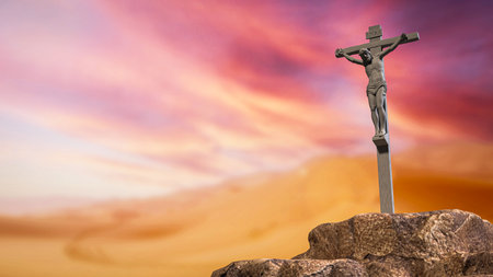 JJesus cross for religion or Holiday concept 3d Rendering.の写真素材