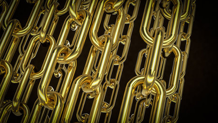 Gold Chain for Abstract or Business Background concept 3d Rendering.の写真素材