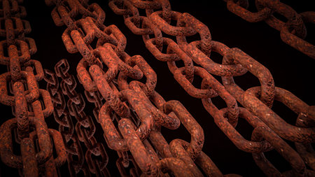 Rusty Chain for Abstract or Business Background concept 3d Rendering.