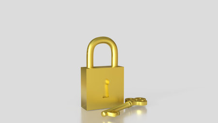 Golden Key for security concept 3d Rendering.