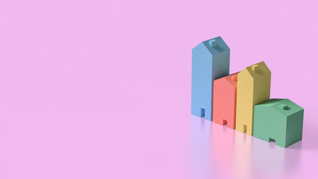House Multi color for property concept 3d Rendering.
