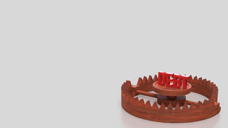 DEBT on Bear Trap for Business Concept 3d Rendering.