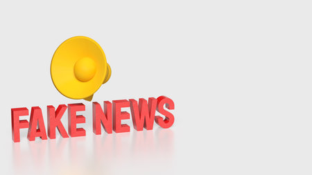 Red Fake news and yellow megaphone image 3d Rendering.の写真素材