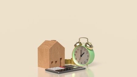 Clock and House  for Building  or Property concept 3d Rendering.の写真素材