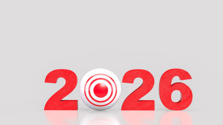 2026 red and target for Business concept 3d Rendering.