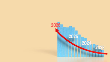 2026 Chart glow up for Business concept 3d Rendering.
