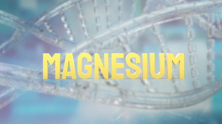 Magnesium on DNA Background for Sci or Health concept 3d Rendering.