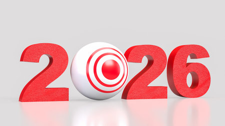 2026 red and target for Business concept 3d Rendering.