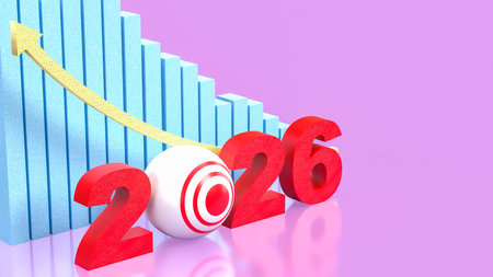 2026 Chart glow up for Business concept 3d Rendering.