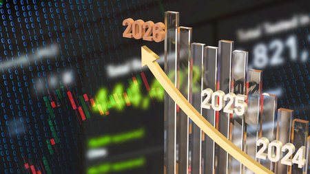 2026 Chart glow up for Business concept 3d Rendering.