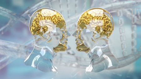 Bust and Brain for sci or Technology concept 3d Rendering.の写真素材