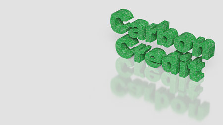 Green text on white Background for Carbon Credit concept 3d Rendering.の写真素材