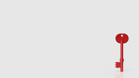 Red Key On white Background for Security concept 3d Rendering.の写真素材