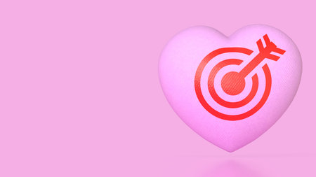 Heart and blue eye target for romance or love concept 3d Rendering.