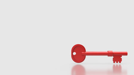Red Key On white Background for Security concept 3d Rendering.