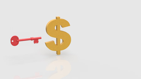 Red Key and Dollar symbol for Business concept 3d Rendering.の写真素材