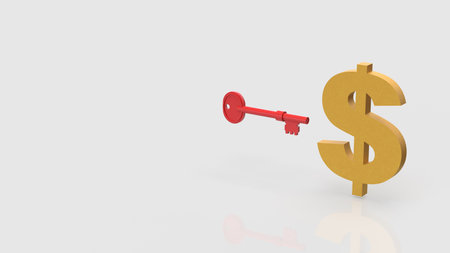 Red Key and Dollar symbol for Business concept 3d Rendering.の写真素材