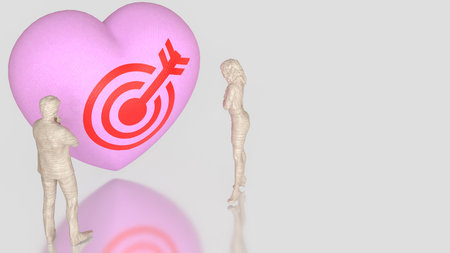 Heart and blue eye target for romance or love concept 3d Rendering.