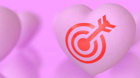 Heart and blue eye target for romance or love concept 3d Rendering.の写真素材